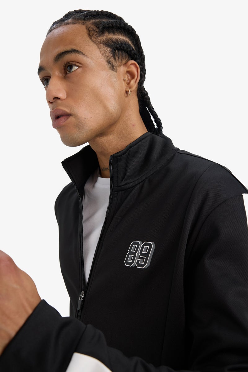 DeFacto Black Man DeFactoFit Standard Fit High Neck Pique Cardigan Casual - Image 5